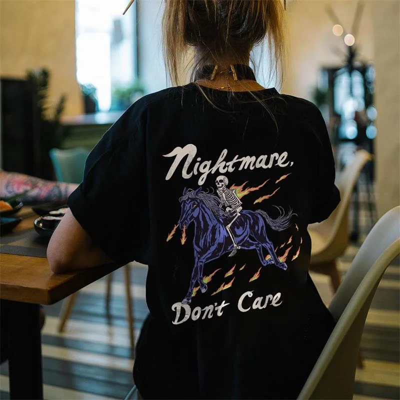 Nightmare Don't Care Printed Women's T-shirt -  