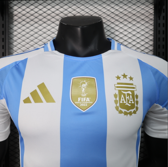 2024 Argentina Home Player Version With Champion Patch Football T-Shirt Thai Quality
