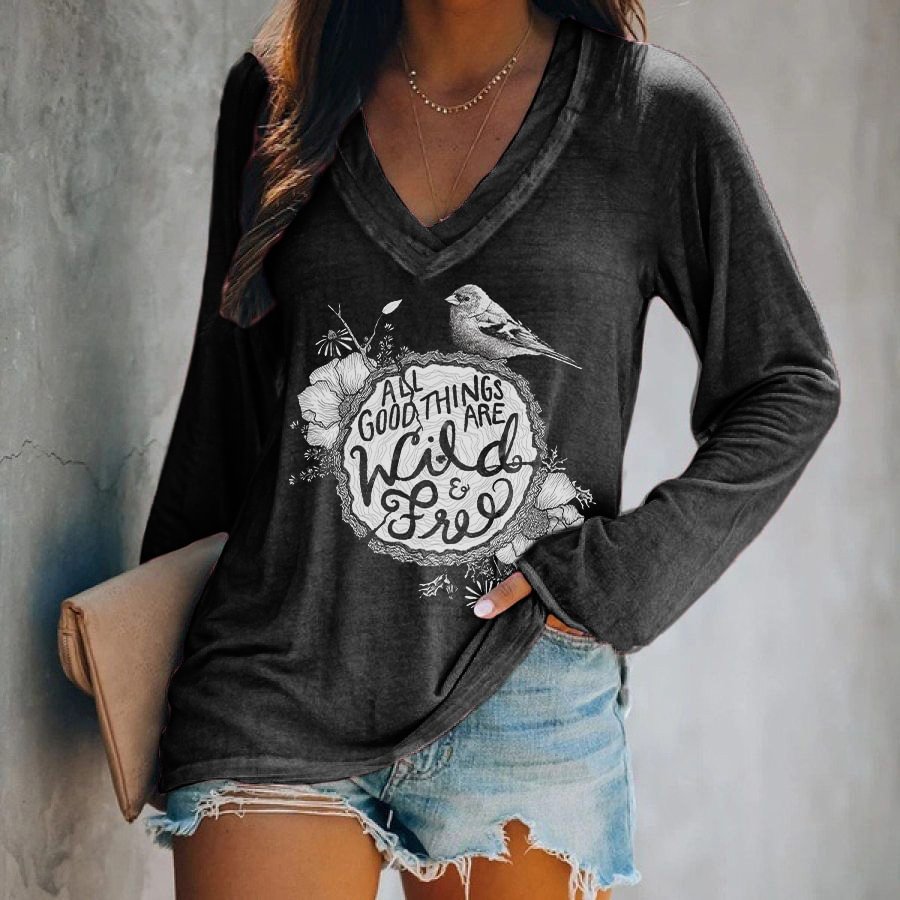 Broom Parking Witches Only Printed Long Sleeve T-shirt