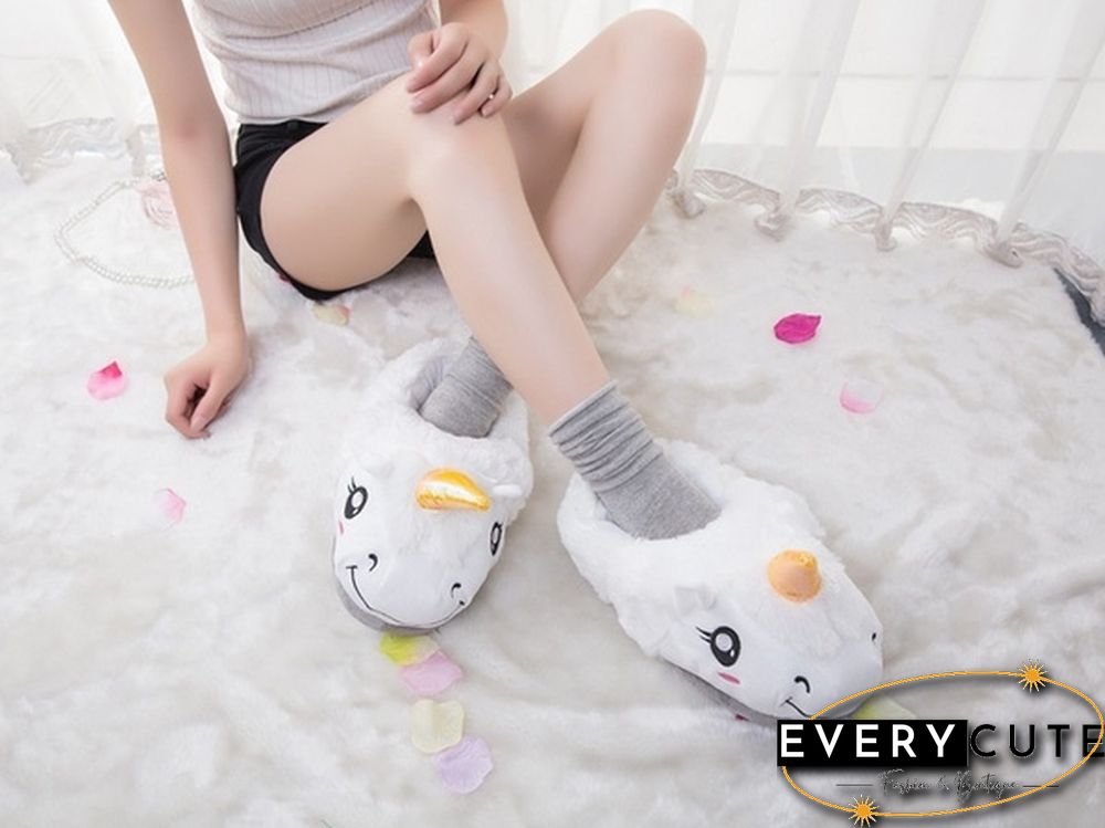 Winter Indoor Slippers Plush Home Shoes Unicorn Slippers For Grown Free Size Home Slippers Shoes Christmas Gift