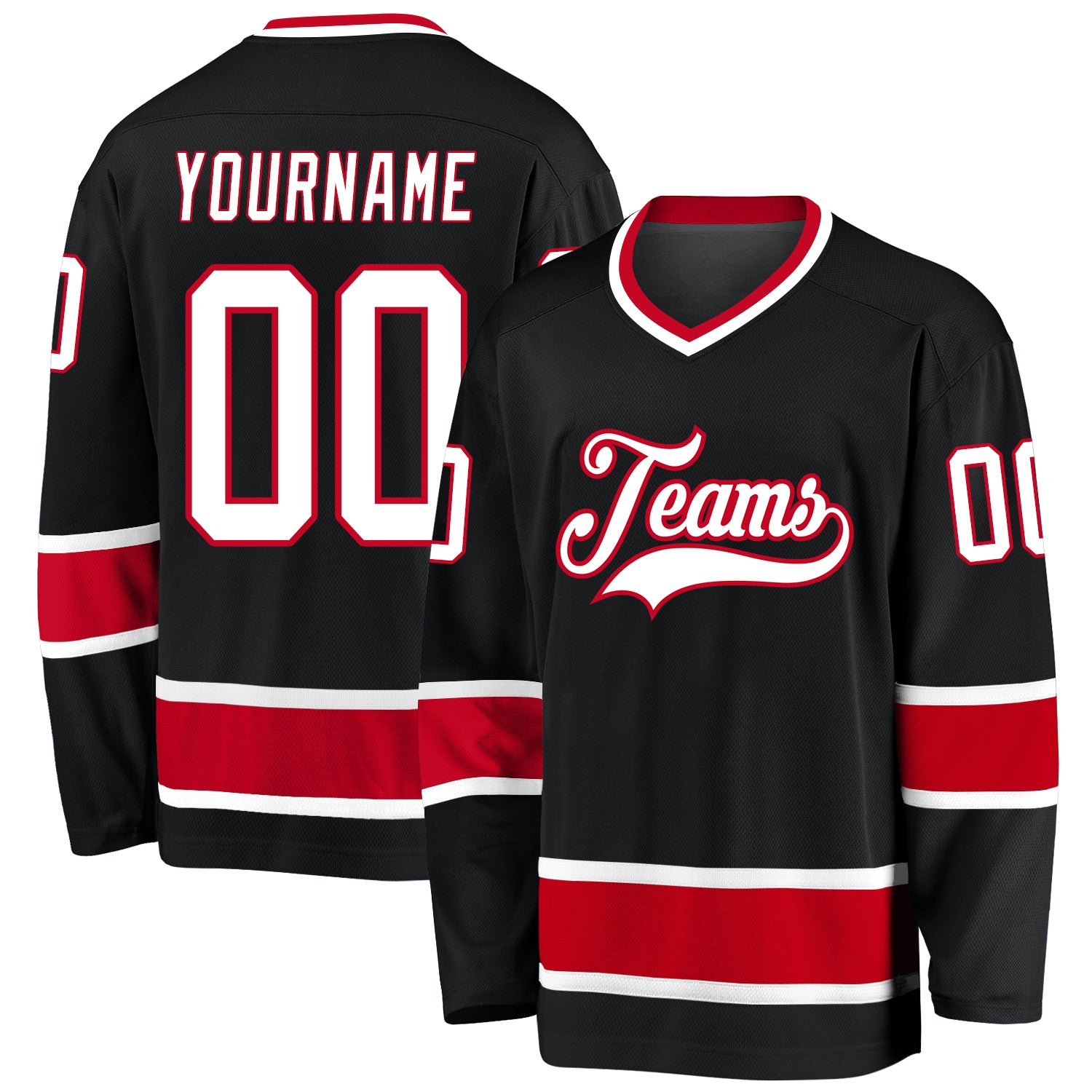 Custom Black White-Red Hockey Jersey | captainssportss.com