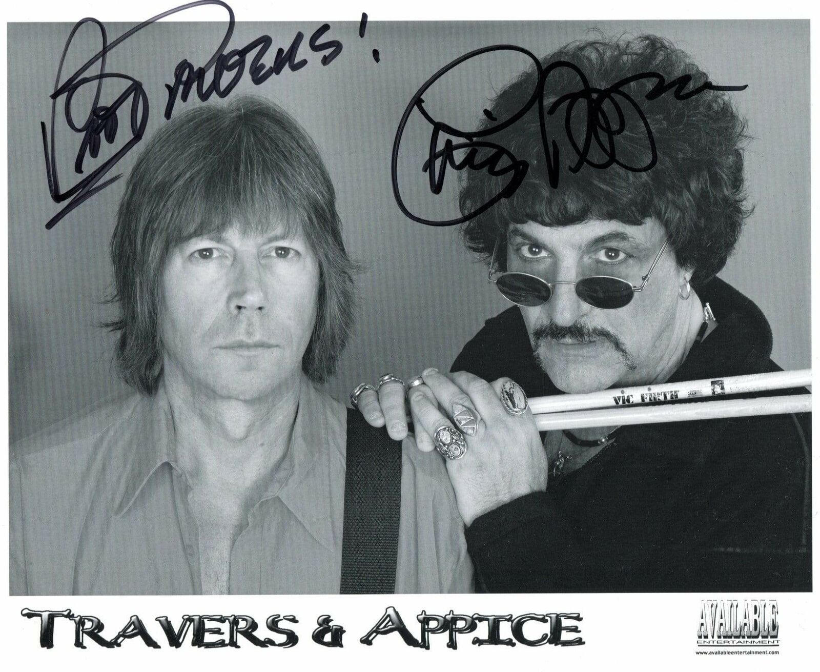 DRUMMER Carmine Appice & Pat Travers autographs, In-Person signed promo Photo Poster painting