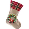 14 Inch Large DIY Linen Diamond Painting Xmas Stocking Hanging Gift Candy Bag Kits(20x35cm)