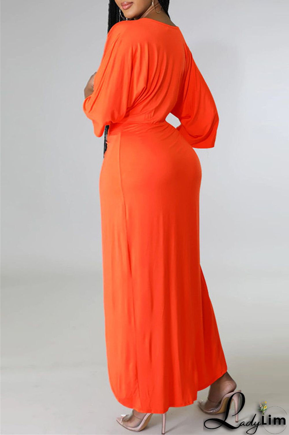 Burgundy Fashion Casual Solid Patchwork V Neck Irregular Dress