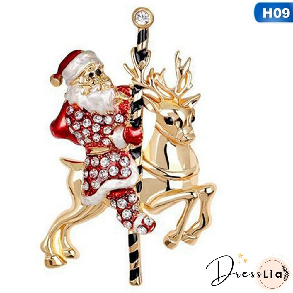 Fashion Crystal Christmas Snowman Christmas Tree Deer Brooch Pin Collar Womens Jewellery Xmas Party Jewelry
