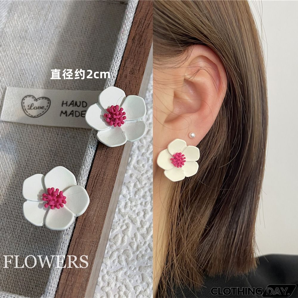 Women Fashion Geometric Fluorescent Rose Without Ear Hole Ear Clip Earrings