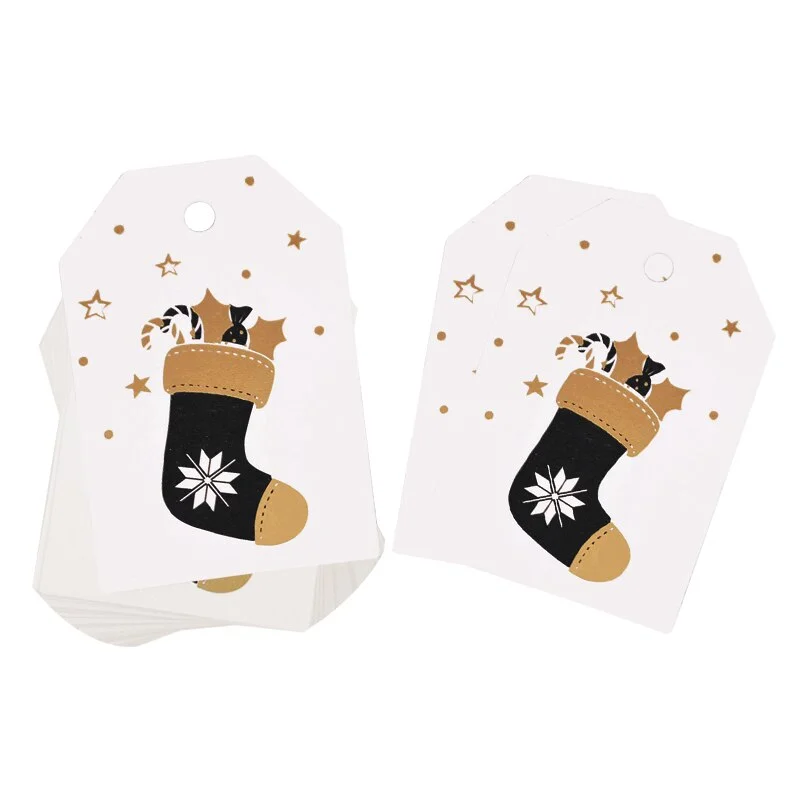 50pcs Merry Christmas Tags Kraft Paper Card Gift Label Tag DIY Hang Tags Gift Wrapping Decor Gift Card Christmas Favors Supplies