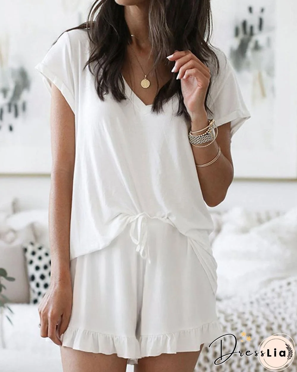 Solid Color Two-Piece Lounge Set P15097