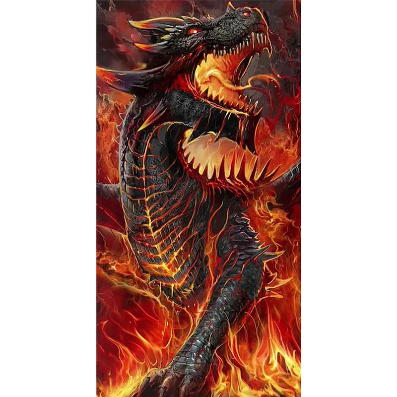 AB Drill-Full Round Drill Diamond Painting - Dragon -40*50cm