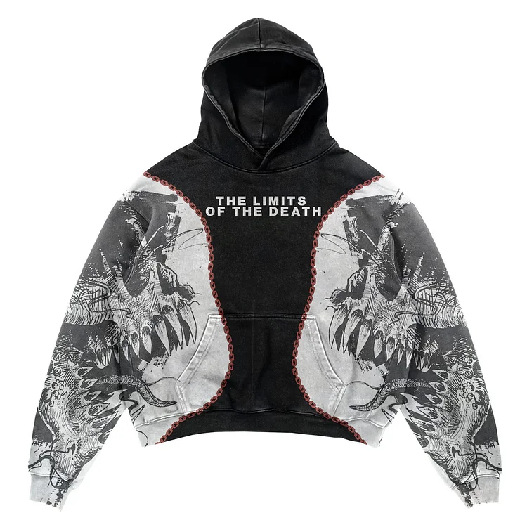 Y2K Gothic Printed Sweatshirt Retro High Street Hip-hop Hoodie Loose Pullover-VESSFUL