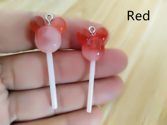 Bulk 10/30 pcs Cartoon Resin Lollipop Charms,Cute Minnie Candy Lollipop Charm Pendant DIY decoration Earrings Necklace Key chain DIY