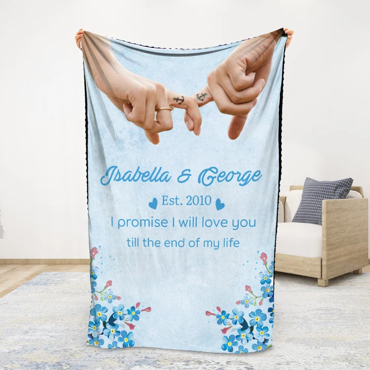 Personalized Couple Blanket Finger Gesture Promise Blanket