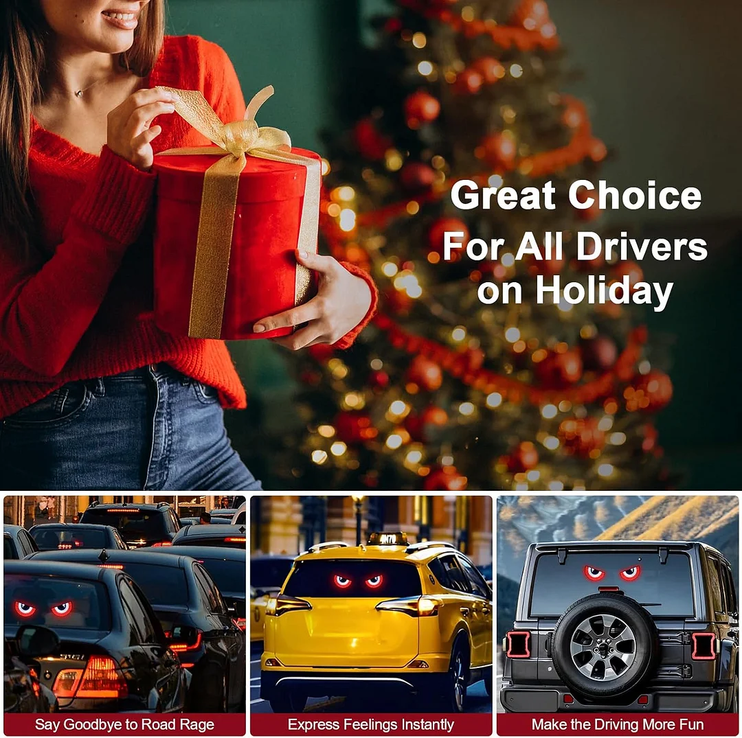 PIFOOG LED Devil Eyes Light for Car Window Demon Evil Eye Sign Lights Cars Back Windshield USB Road Rage Light up Flicker Signal Lighting Cool Fun Stuff Accessories Amber Yellow