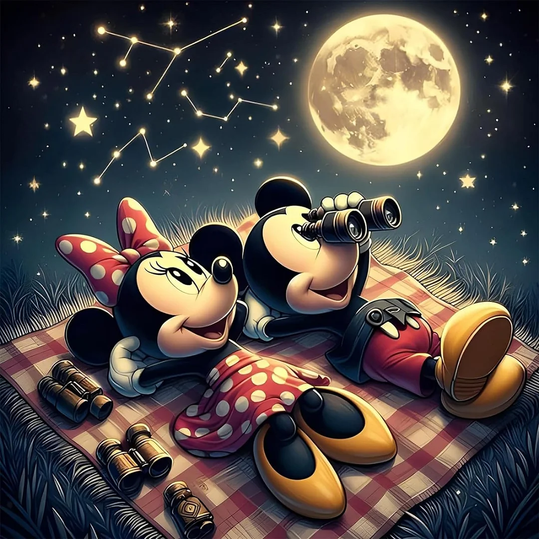 Diamond Painting - Full Round Drill -  Mickey Minnie(Canvas|40*40cm)