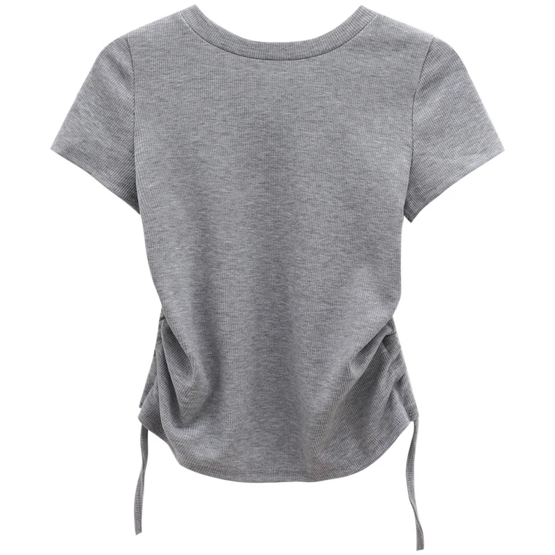 Uveng Uveng Sense With Open Back Short-Sleeved T-Shirt Women's Summer 2024 New Slim Short Hot Girl Casual Student Jacket