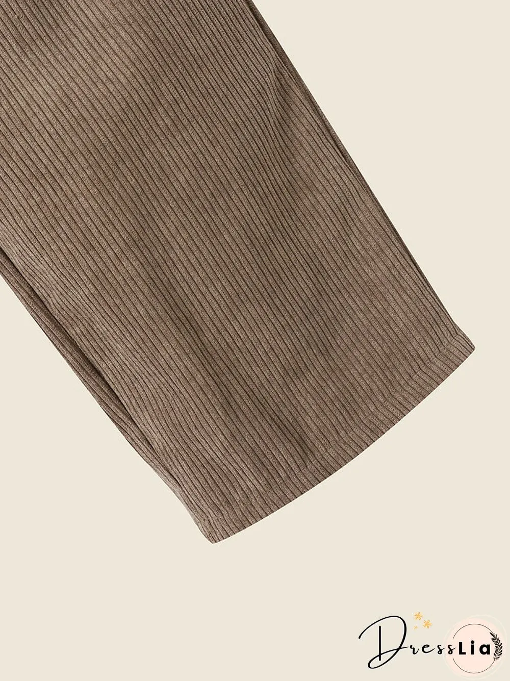 High Waist Corduroy Solid Pocket Casual Women Pants