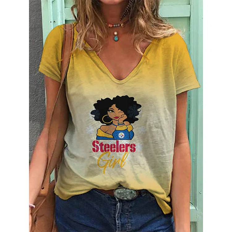 Pittsburgh Steelers Lightweight Short Sleeve V-Neck T-Shirt