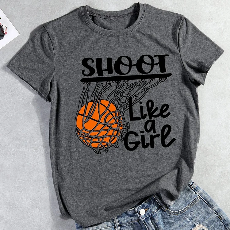 Shoot like a girl Basketball T-shirt Tee-012601-Annaletters