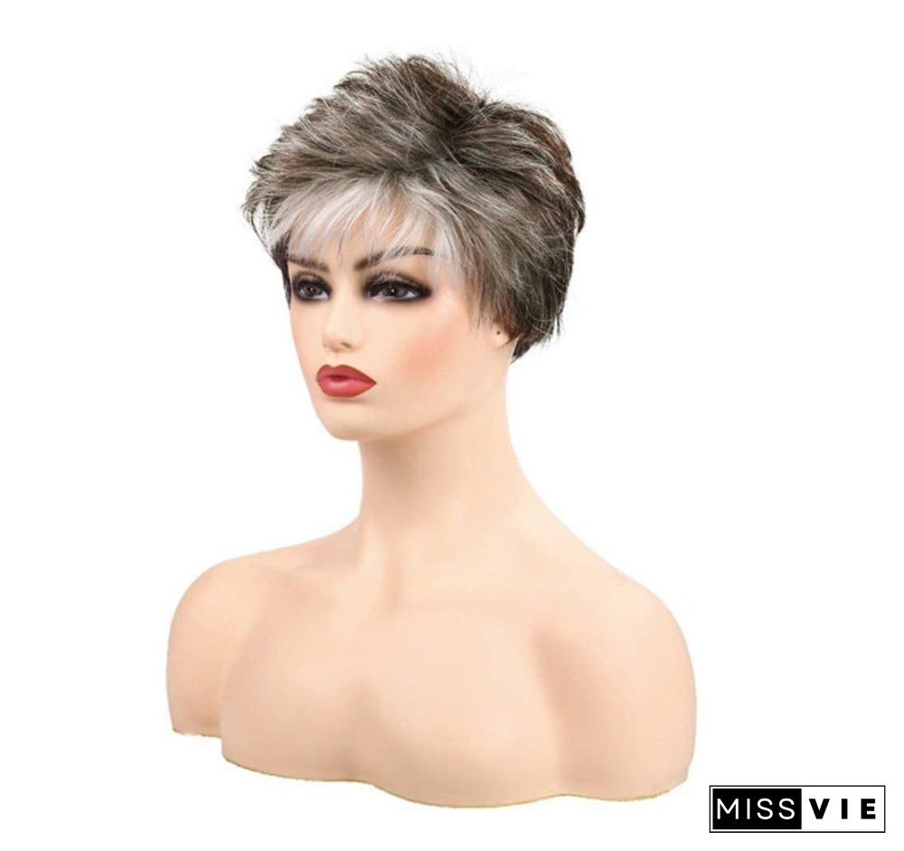 Fashion Wig Short Hair Ladies Brown Gradient Headgear