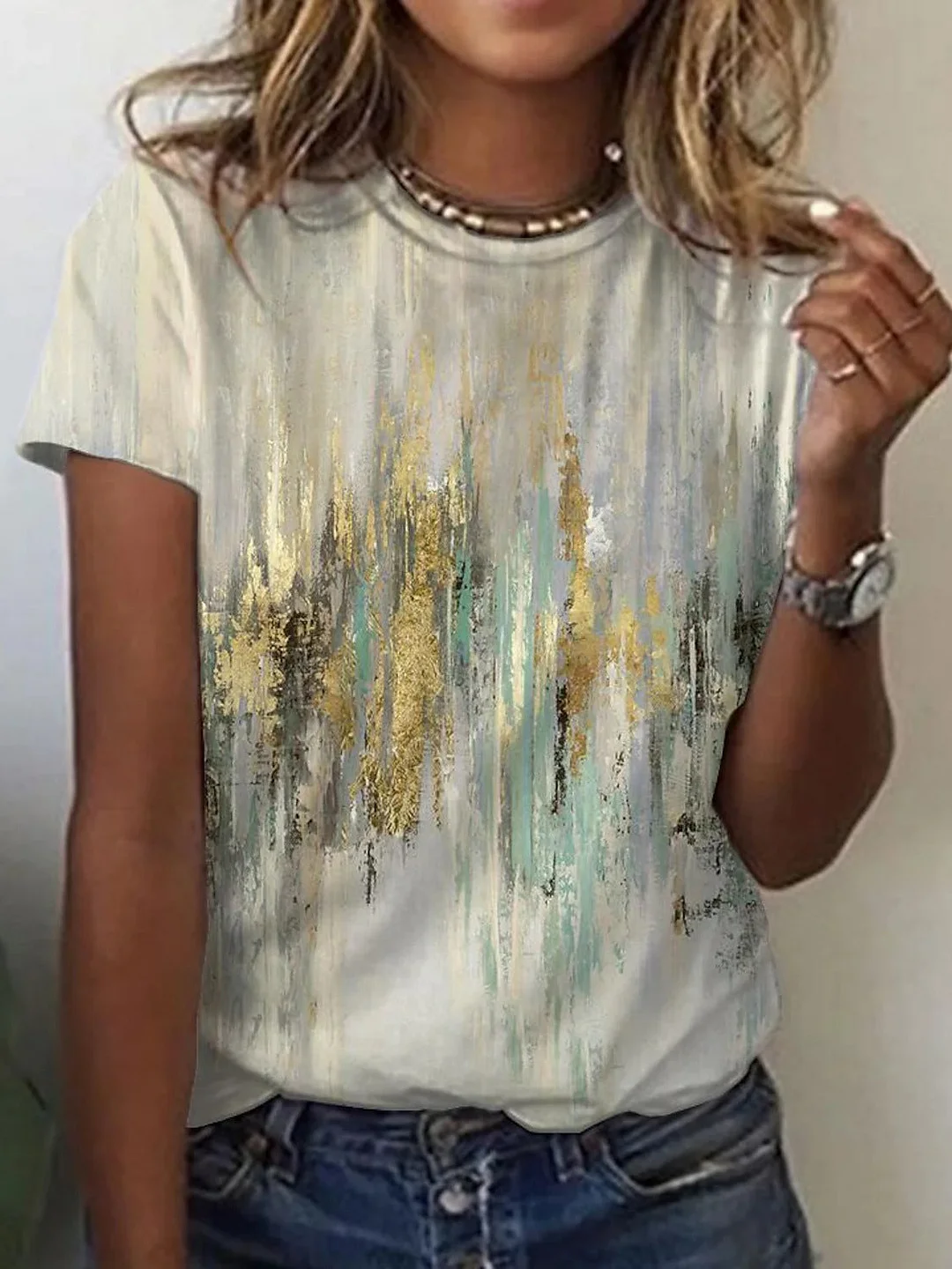 Women's Abstract Color Print T-shirt Top
