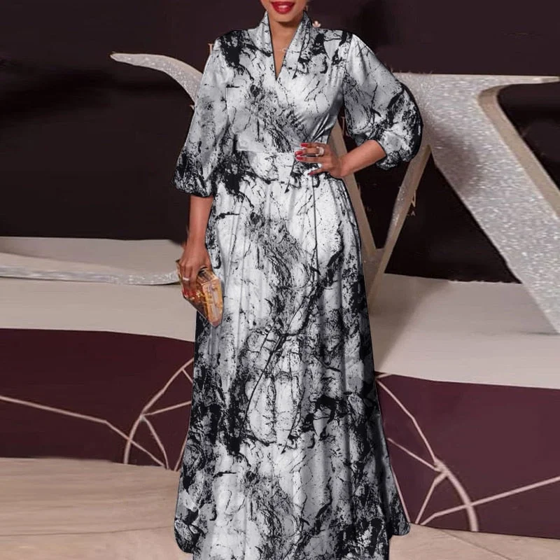 VONDA Women Summer Party Maxi Dress 2022 Retro Leopard Printed Oversize Sundress Sexy Lantern Sleeve Bohemian Beach Long Vestido