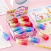 8PCS Stylish Gradient Color Jelly Erasers for Kids Student Office Exam Creative Stationery Gift