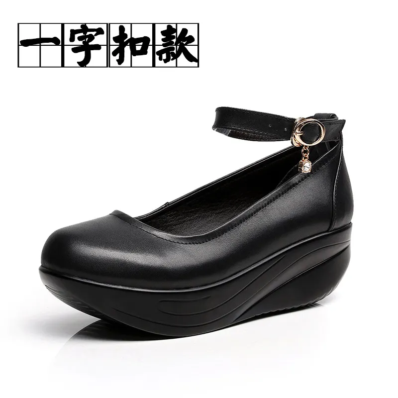 Breakj Breakj Head Shallow Mouth National Wind Shake Shoes Slope And Waterproof Table Women's Shoes Thick-Soled Loose Pastry Shoes Magic Stick Comfortable Single Shoes