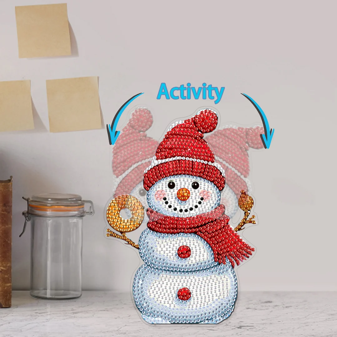 Snowman DIY Acrylic Shaking Head 5D DIY Diamond Art Tabletop Ornament Home Decor
