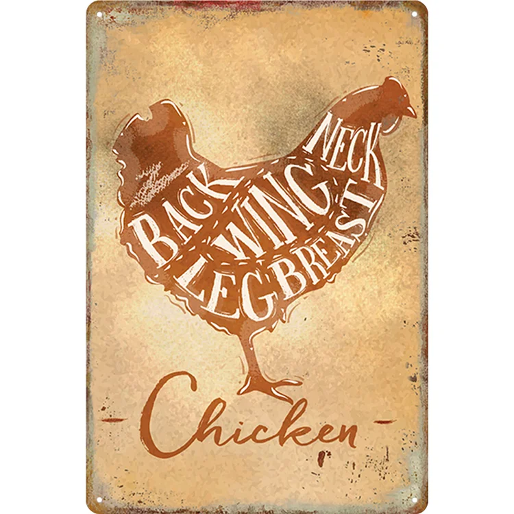Poulet - enseignes en étain vintage / enseignes en bois - 20x30cm & 30x40cm