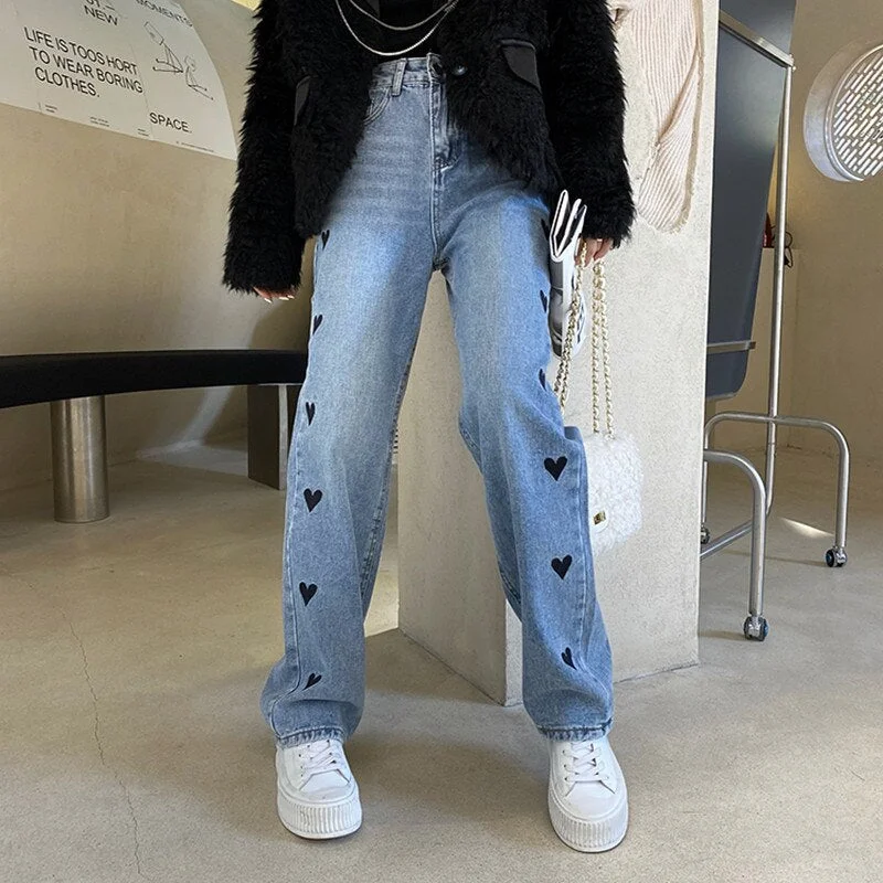 Woman Jeans High Waist Clothes Wide Leg Denim Clothing Blue Streetwear Vintage Quality 2021 Fashion Harajuku Straight Pants