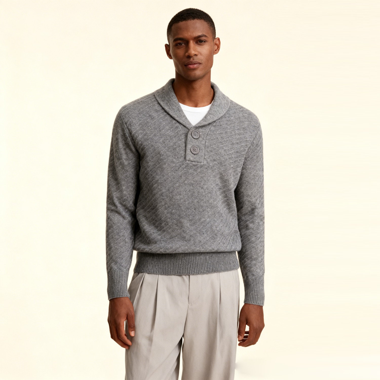 Men's Long Sleeve Solid Cashmere Sweater Casual Wear REAL SILK LIFE
