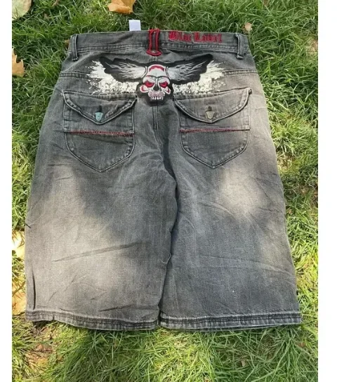 Dabasmedia Aesthetic simple solid color ripped raw edge baggy denim shorts men's y2k high street popular versatile casual basketball short