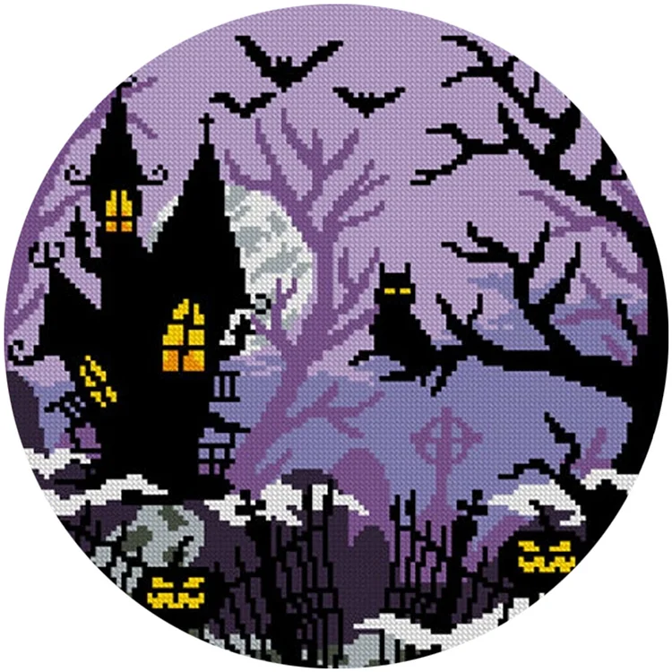 Halloween Castle 11CT Stamped Cross Stitch 40*40cm