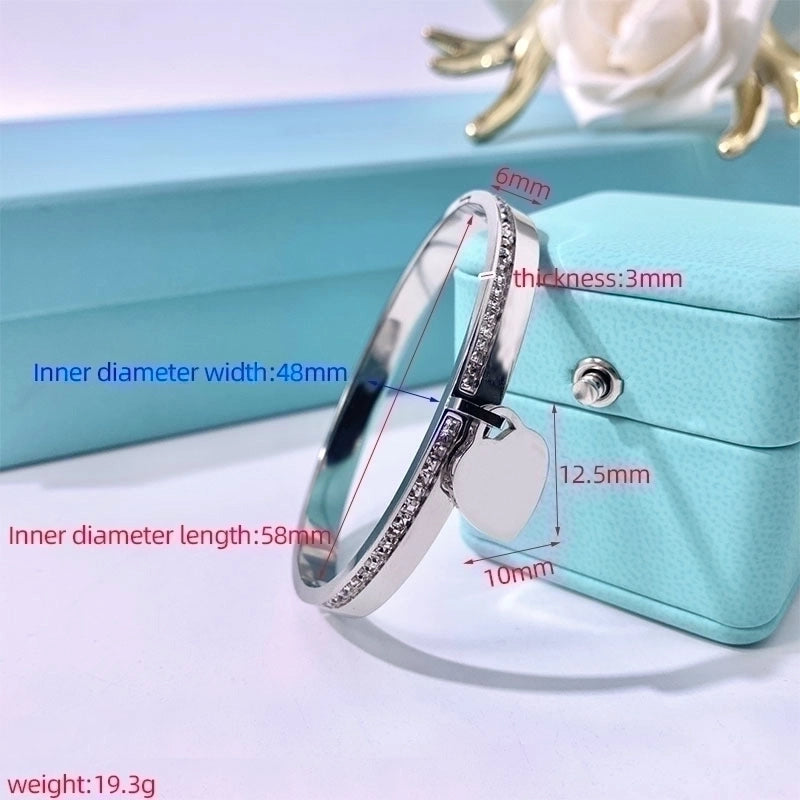 Elegant Lady Heart Shape Titanium Steel Bangle