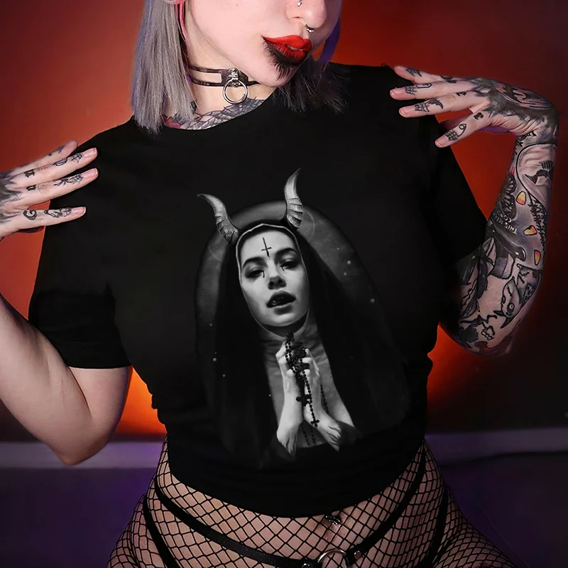 Demon Nun Printed Women's T-shirt -  