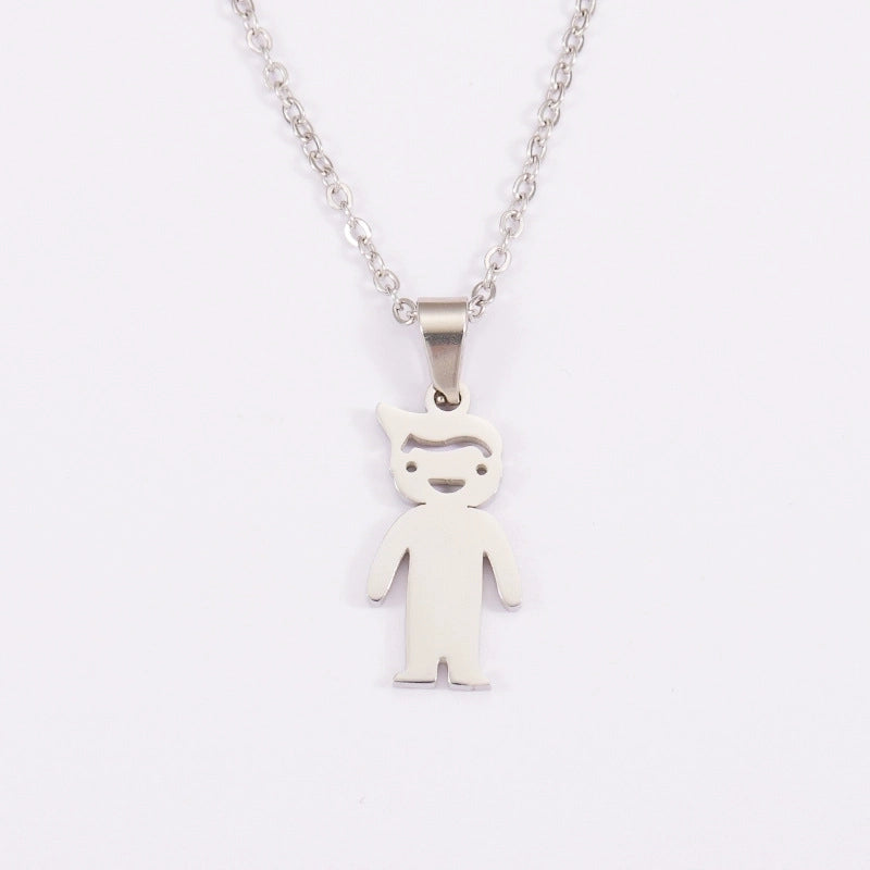 Stainless Steel 18K Gold Plated Casual Cute Polishing Plating Human None Pendant Necklace