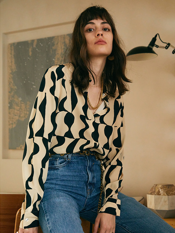 Silk Blouse French Fashion Printed Style