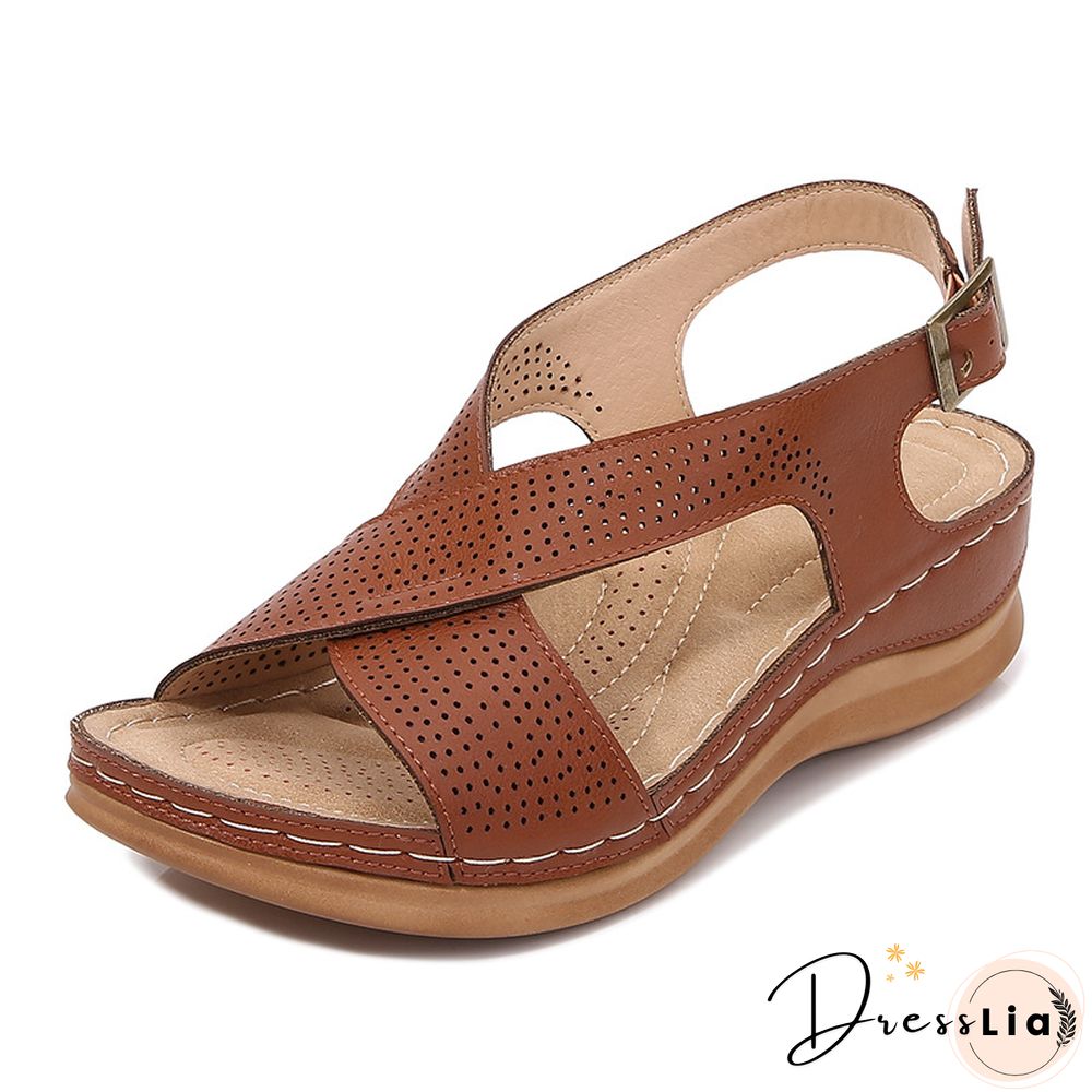Women Leather Ethnic Summer Comfy Weave Soft Sole Sandals