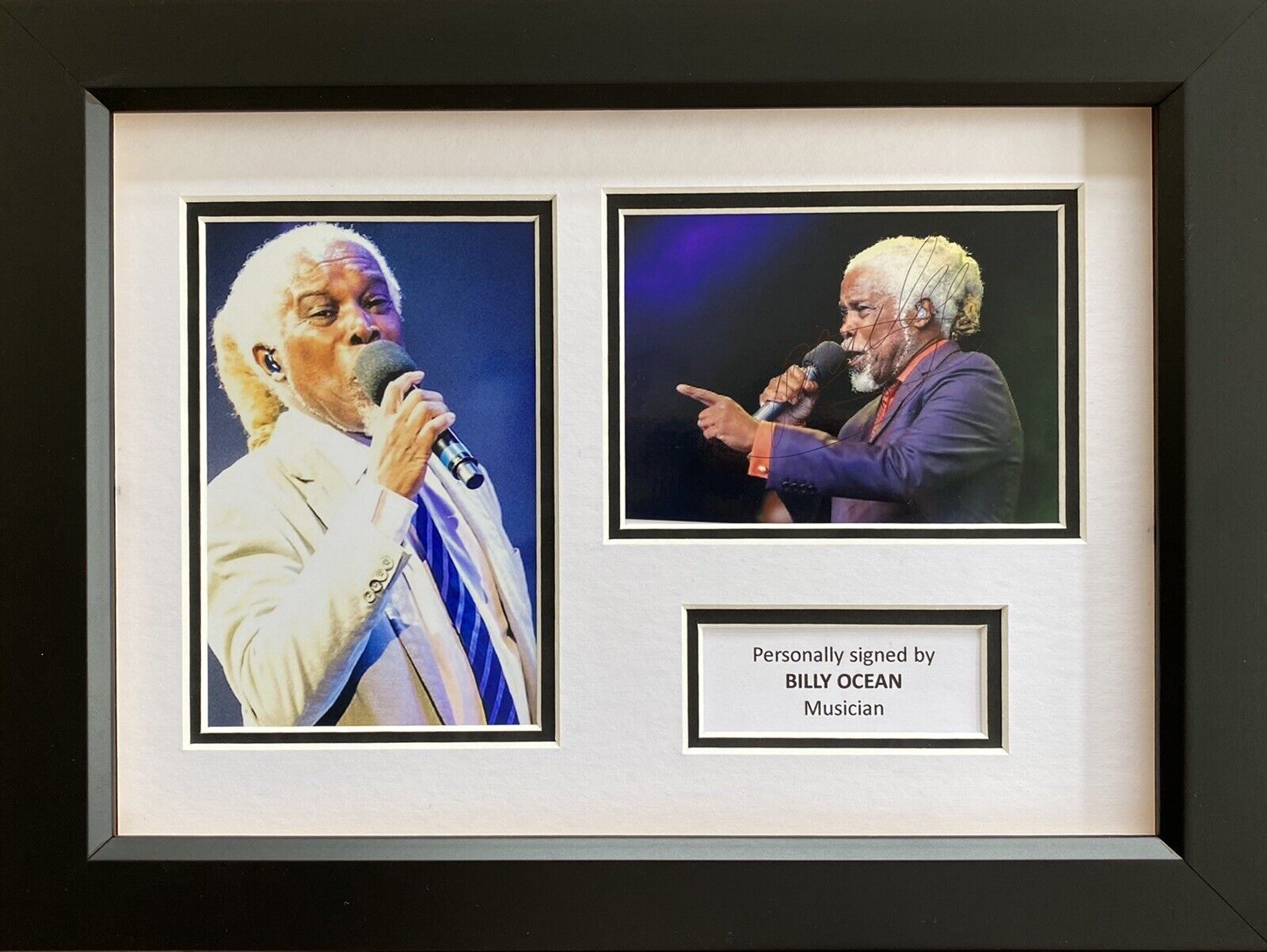 Billy Ocean Hand Signed Music Photo Poster painting In A4 Frame Display