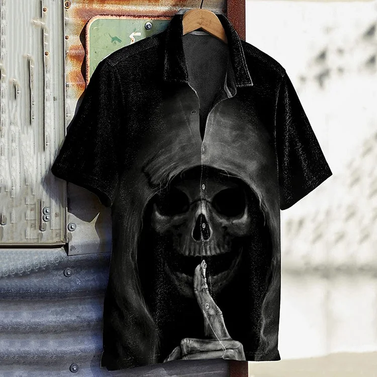 Comstylish Men's Vintage Skull Casual Printed Shirt