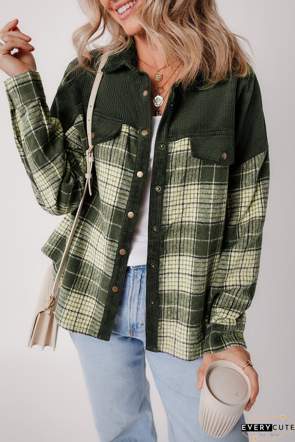 Comfortable Plaid Corduroy Jacket