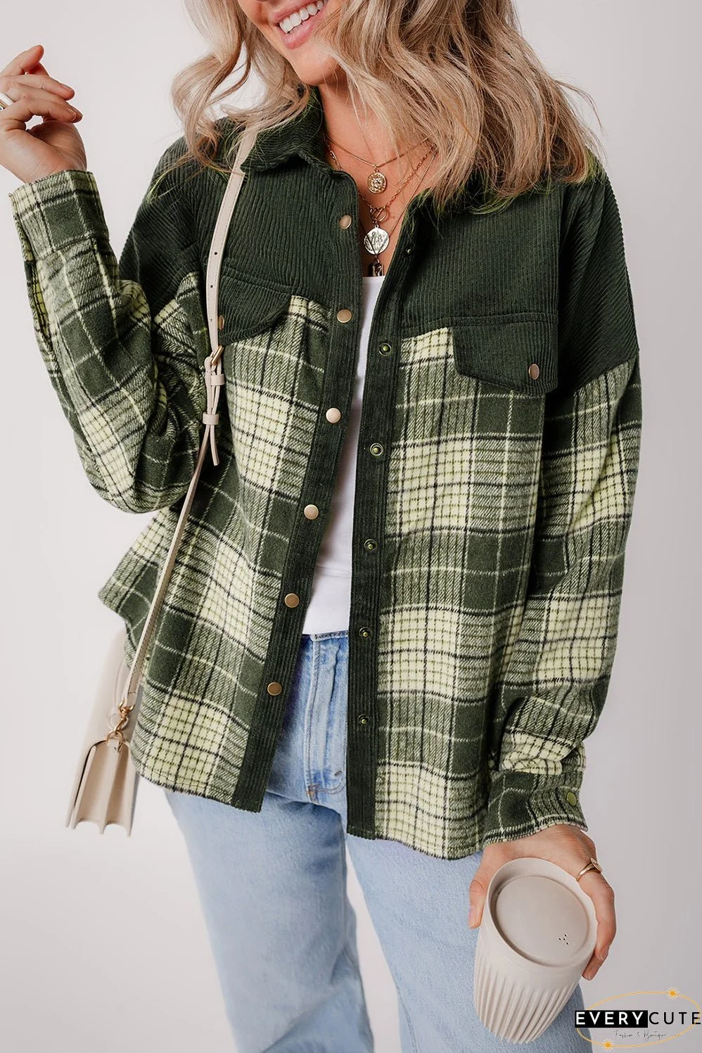 Comfortable Plaid Corduroy Jacket