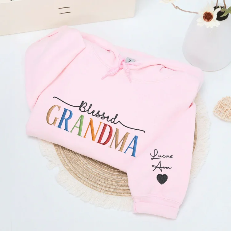 TOSCUSTOM™ Blessed Grandma Sweatshirt Embroidered Custom Mother's Day Gift for Grandma