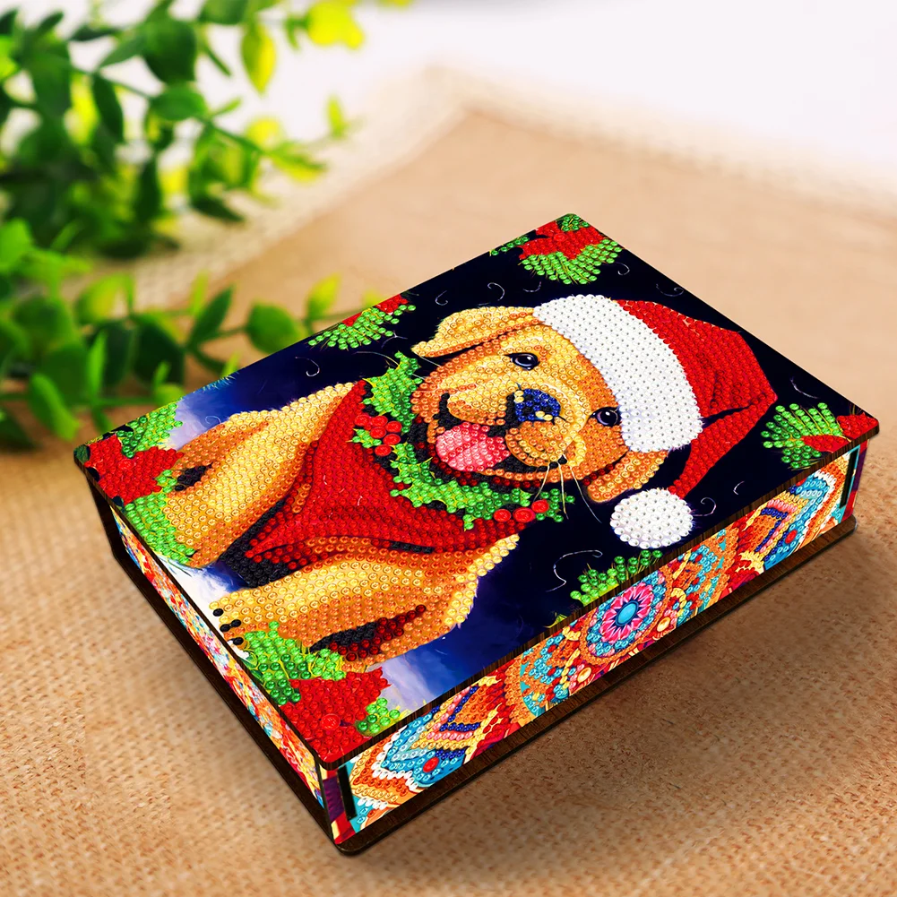 DIY Xmas Dog Diamond Painting Jewelry Storage Box DIY Special Shaped Drill Case
