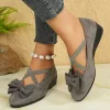 📢 Last Day Promotion 70% Off 🌸 Women's Bowknot Wedge Shoes &ndash; Lightweight Slip-On Casual Flats | All-Season Comfort u0026 Stylish Design