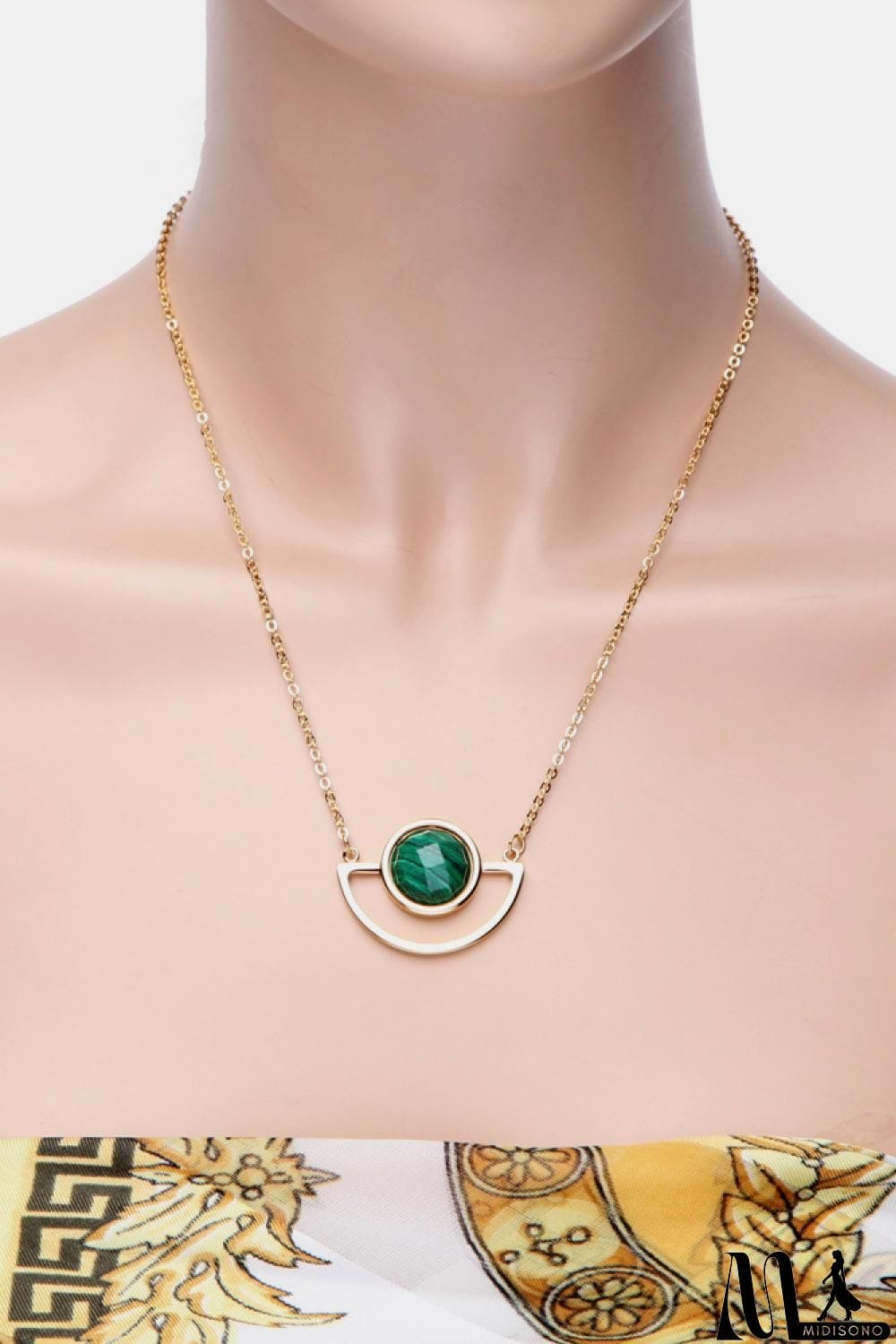 MidiSono - Geometric Inlaid Stone Pendant Necklace