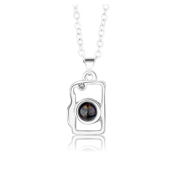 Personalized couple camera photo necklace