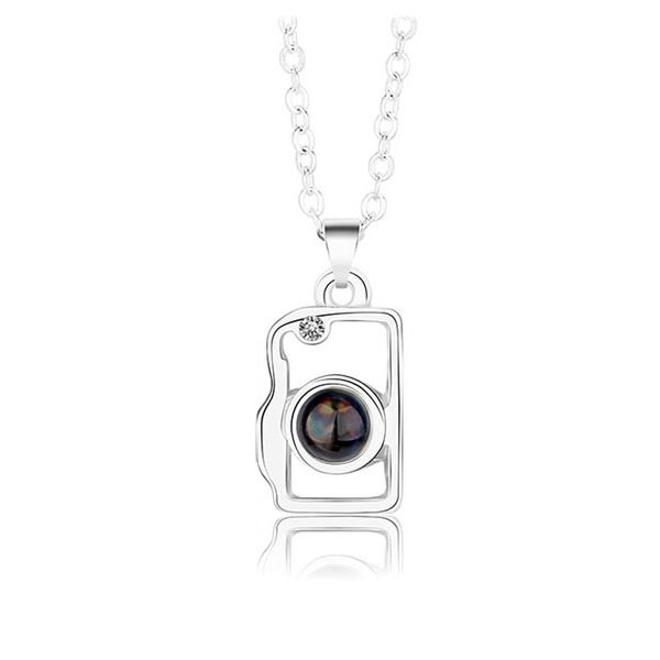 Personalized couple camera photo necklace