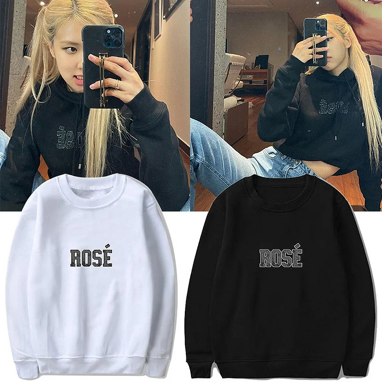 KPOP Black Pink Lisa JISOO Jennie Rose Hooded Pullover Sweatershirts Hoodie  Tops