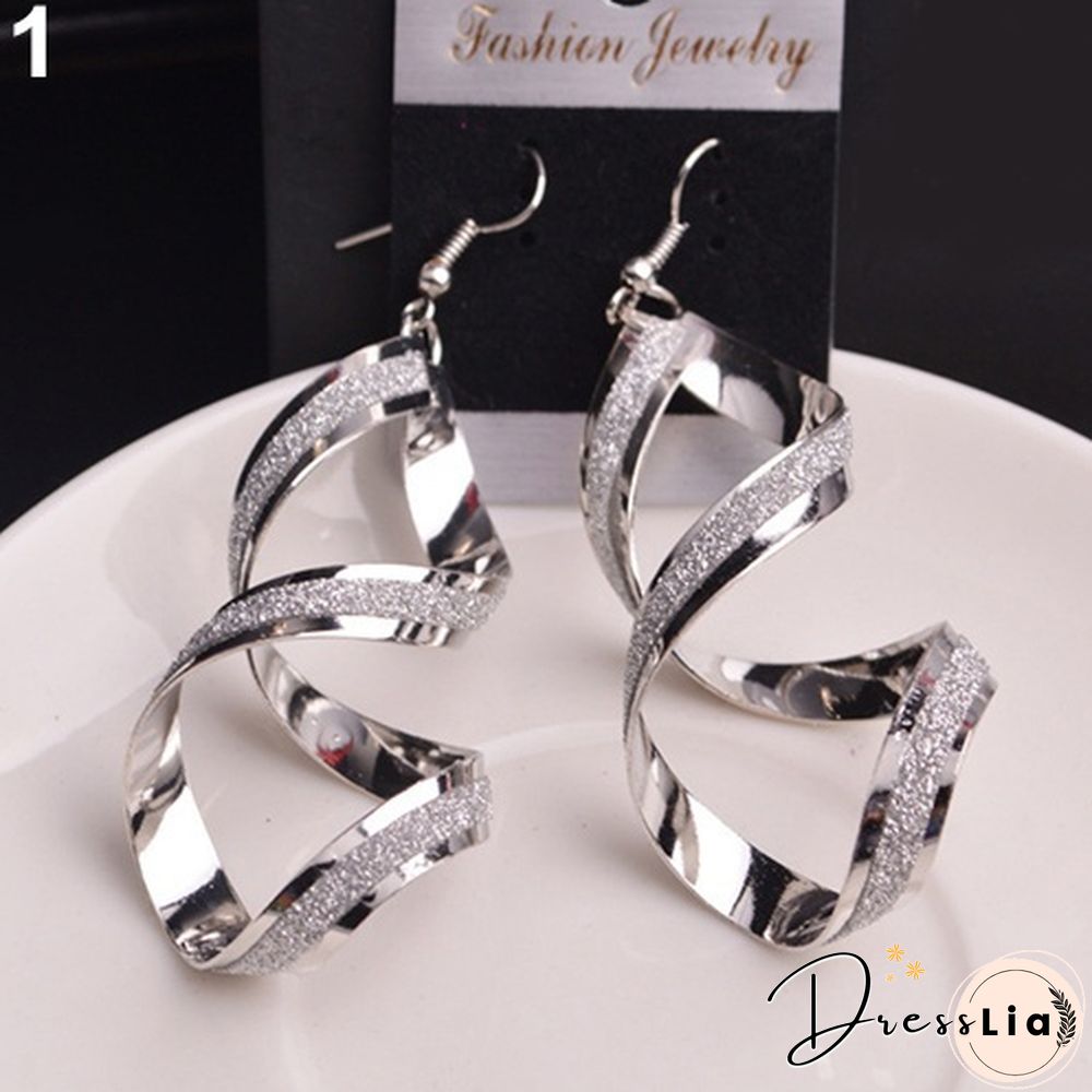 Women's Fashion Alloy Dull Polish Spiral Drop Hook Dangle Eardrop Earrings Jewelry